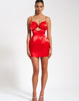 Meghan Red Satin Bow Mini Dress