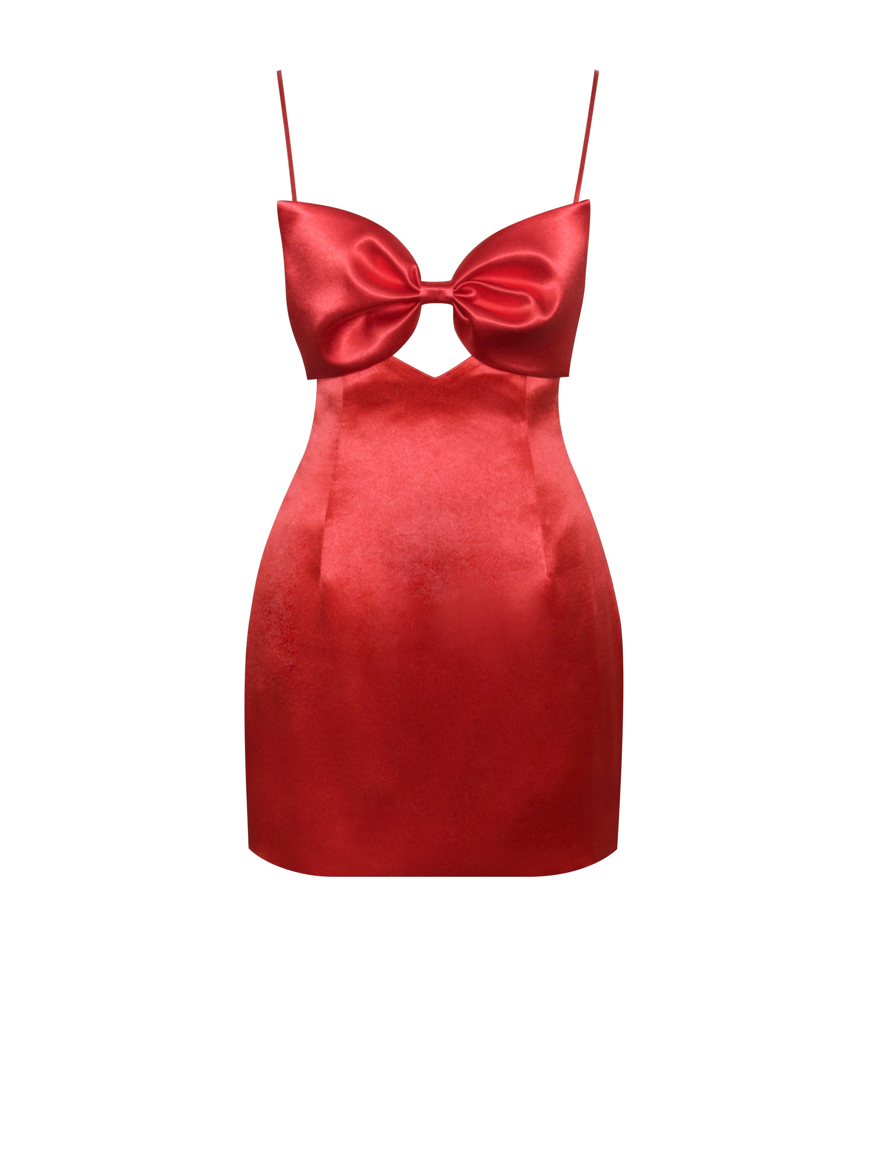 Meghan Red Satin Bow Mini Dress