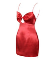 Meghan Red Satin Bow Mini Dress